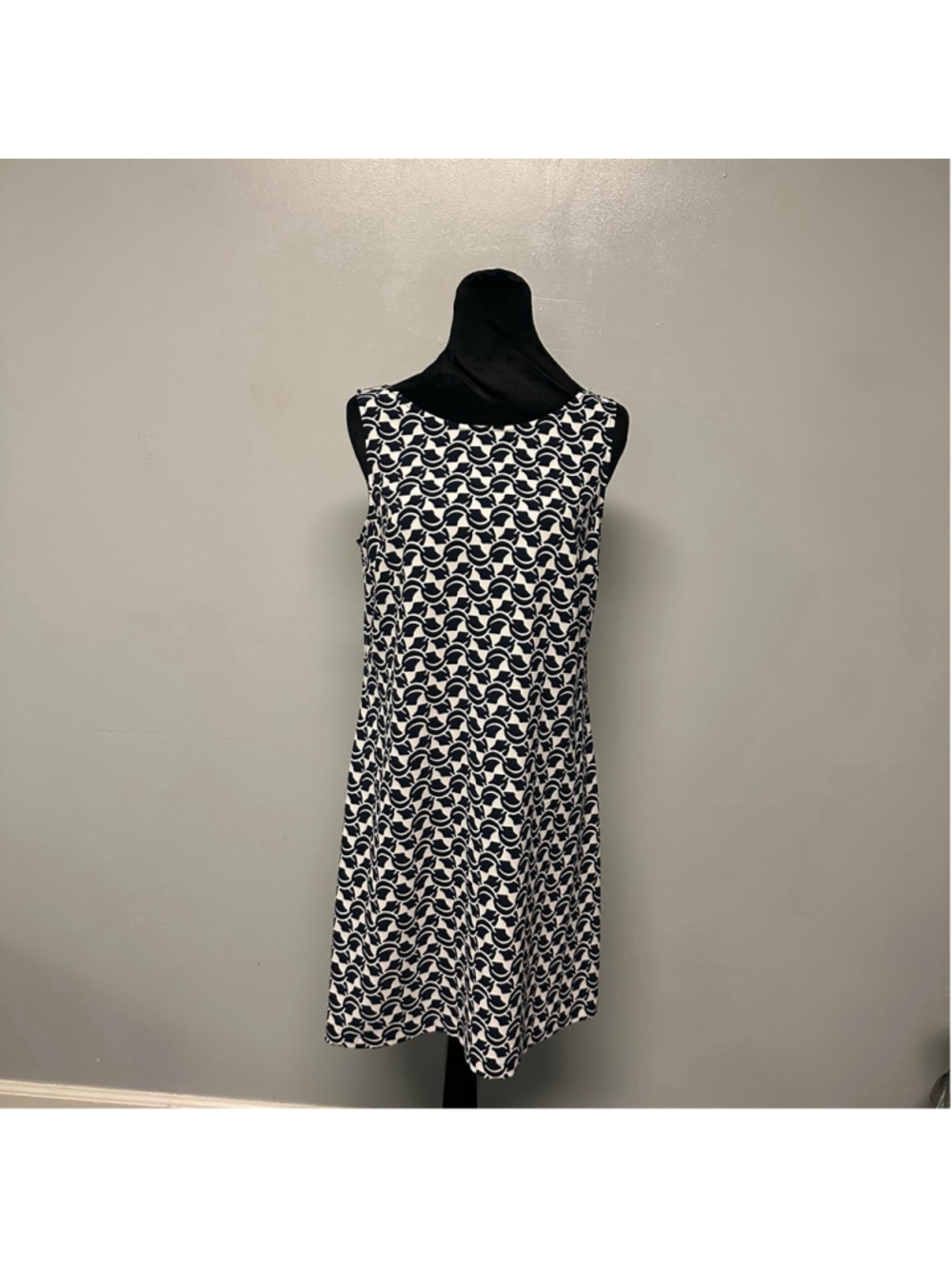Women's KAARI BLUE Navy White Palm Explosion Sleeveless Dress Size small